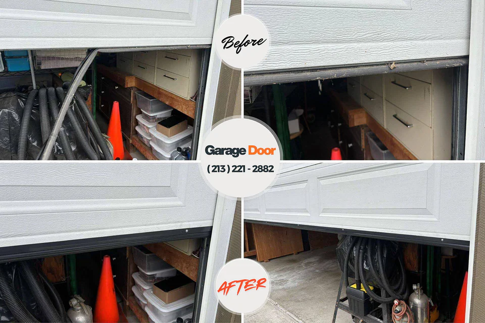 Before and after: garage door installation Kincaid, IL